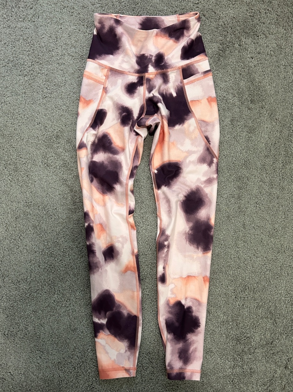 Old Navy Peach and Dark Purple Tie-Dye Leggings